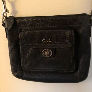 Black cross body Coach bag with turn lock